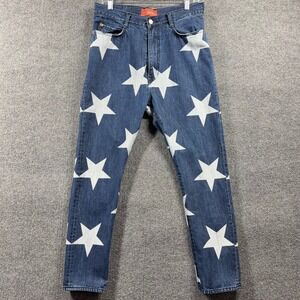 Devil Nut Jeans Mens S Under Redflag Oversized Star Print Y2K Inspired